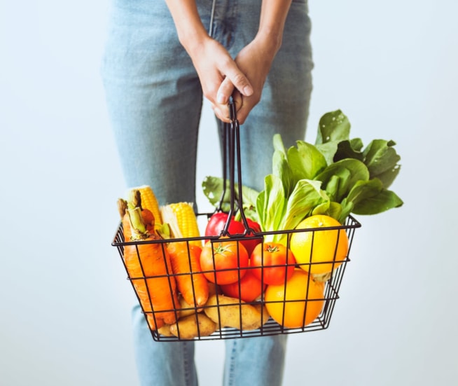 Shopping Basket full of fruit & vegetables